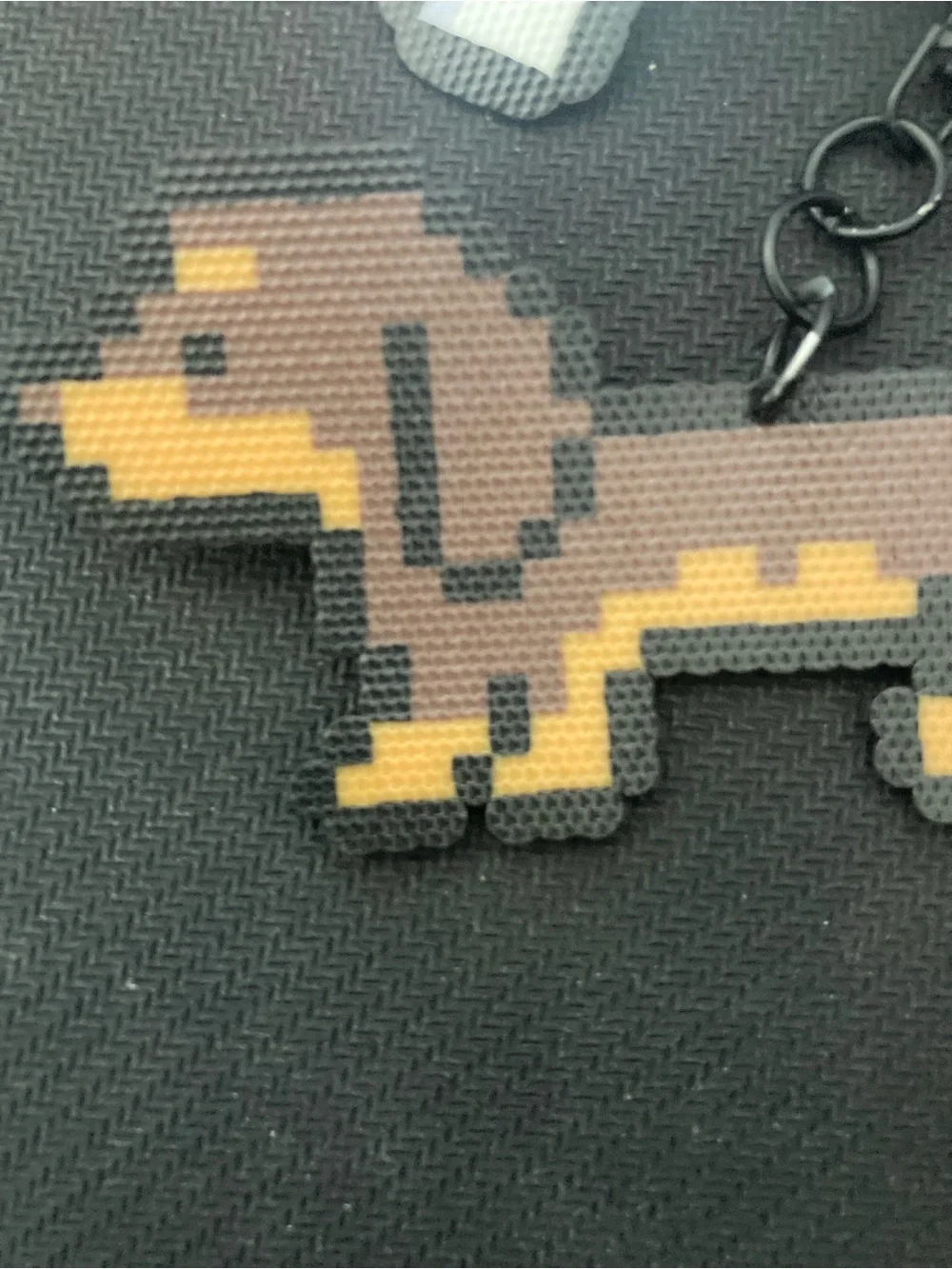Pixel Dachshund Keychain - Brown & Yellow Dog Charm
